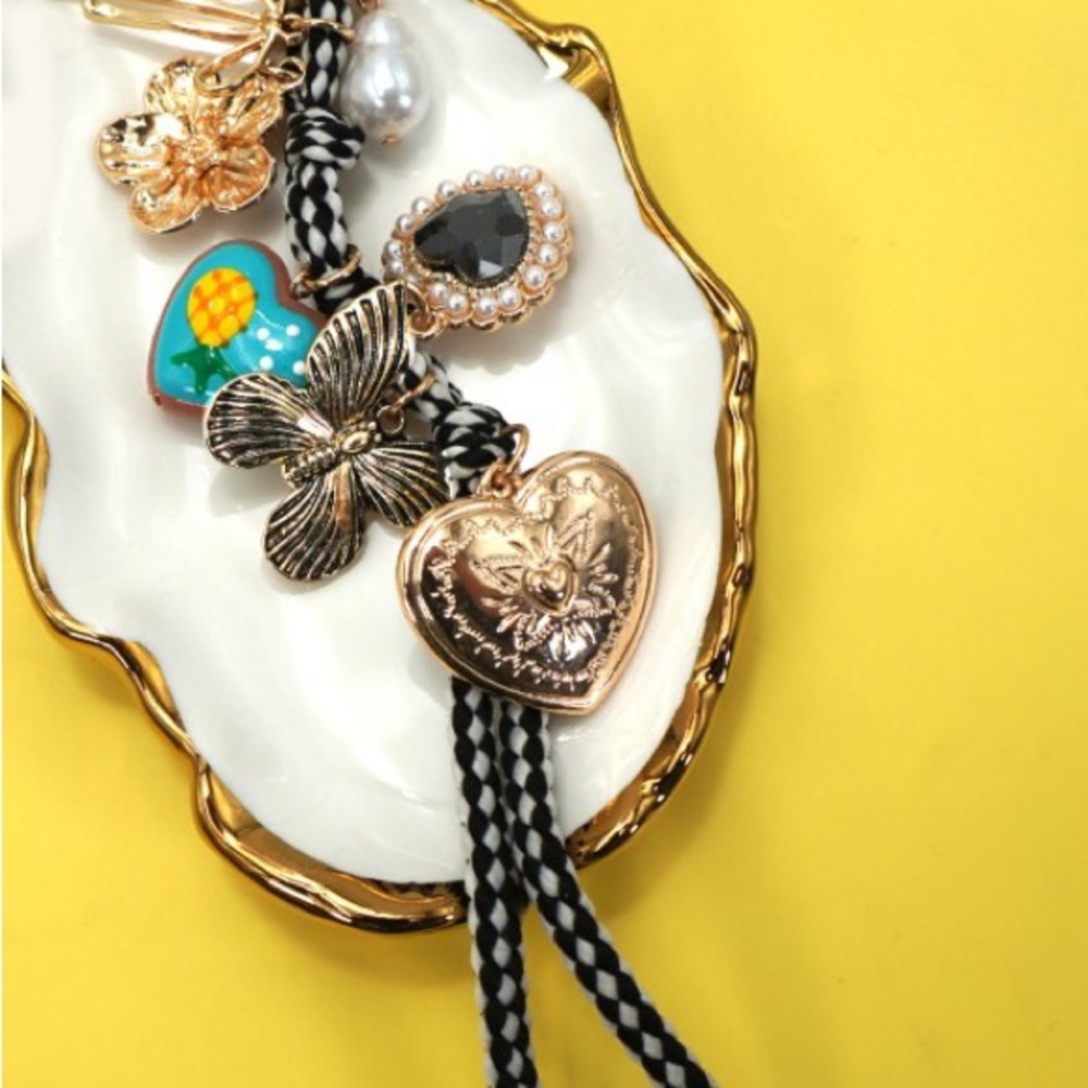 Rope Heart Porcelain Fruit Bag Charm